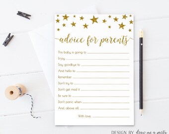Baby Shower Advice Card , Twinkle Twinkle Little Star Baby Shower Game , Gold Advice For Parents To Be , Printable , Instant Download