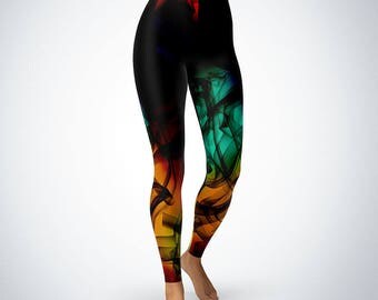 Abstract Leggings, Black Yoga Leggings, Black Tights, Plus Size Workout Pants, Running Leggings High Waisted Womens Clothing Womens Leggings