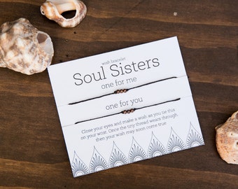 Soul Sisters Wish Bracelet, Best Friends Gift, Cousin Bracelet, Sister bracelet, Friendship Bracelet, set of two bracelets, easy friend gift