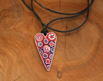 Heart Mosaic Pendant, Stained Glass Pendant, Wearable Art