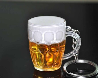 Real Looking Beer Mugs Or Beer Glasses Key Chain Made Out Of Resin