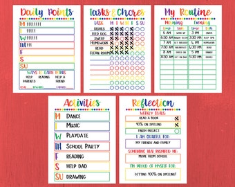 Kids Chore Chart Printable - Kids Reward Chart - Responsibility Chart - Positive Behavior Chart - Star Chart - Kids Planner - Weekly Chart