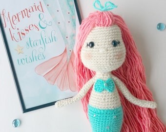 mermaid crochet pattern, crochet mermaid, mermaid doll, mermaid toy, amigurumi, mermaid pattern