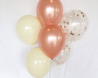 Rose Gold Confetti Balloons Rose Gold Ivory Latex Balloons Rose Gold Bridal Shower Rose Gold Wedding Rose Gold Balloons Bachelorette Party