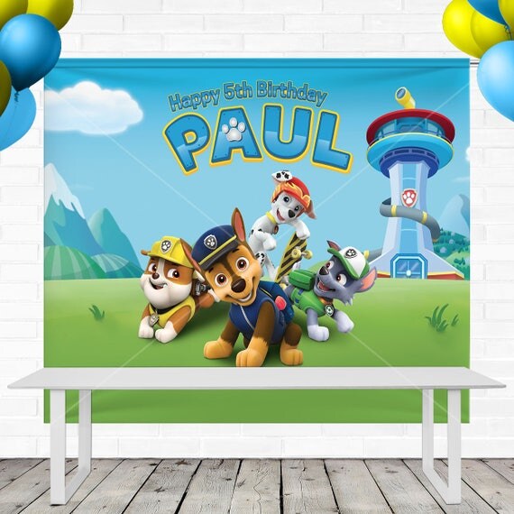 Paw Patrol Birthday Backdrop Personalized 8' x 6'