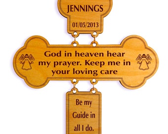 Bedtime Prayer Decorative Cross, Name / Birth Statistics / Gift for Any Occasion like Baptism, Birthday, 1st Holy Communion,Custom Crosses
