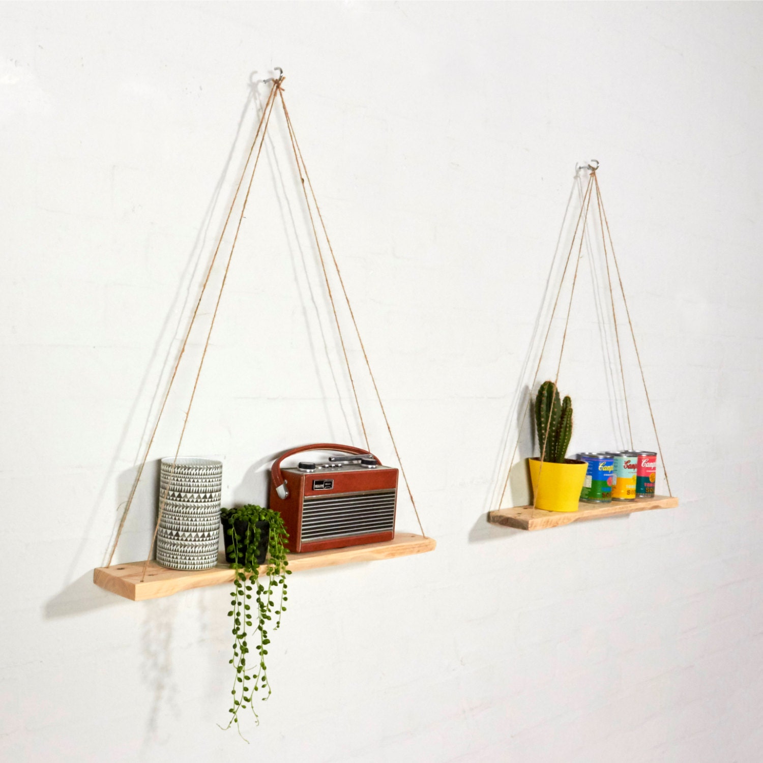 Reclaimed pallet wood hanging shelves