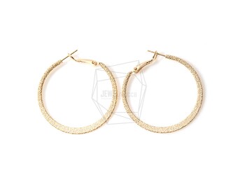 ERG-412-MG/2PCS/Small Textured Hoop Earring Post/40mm/Matte Gold Plated over Brass