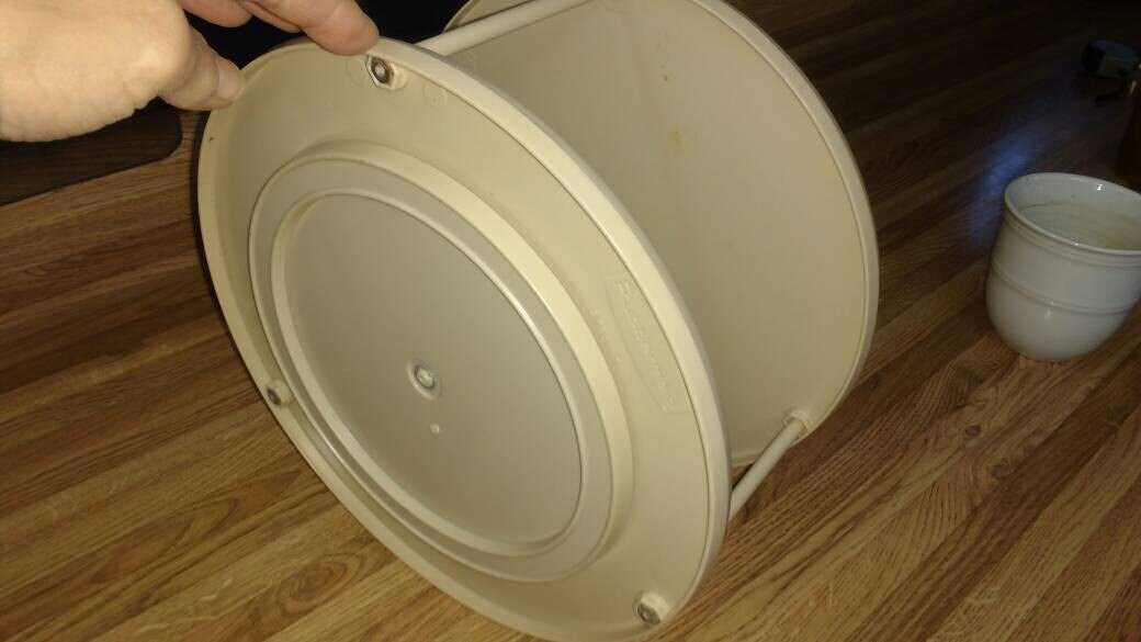 Double Decker Twin Turn Table Plastic Two Tier Lazy Susan Beige