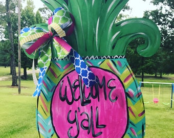 Pineapple Door Hanger, Summer Door Hanger, Summer Decor
