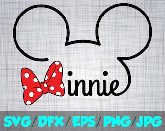 Minnie SVG Disney Iron On Decal Cutting File / Clipart in Svg, Eps Dxf Png & Jpeg for Cricut and Silhouette signature Mouse Disneyland World