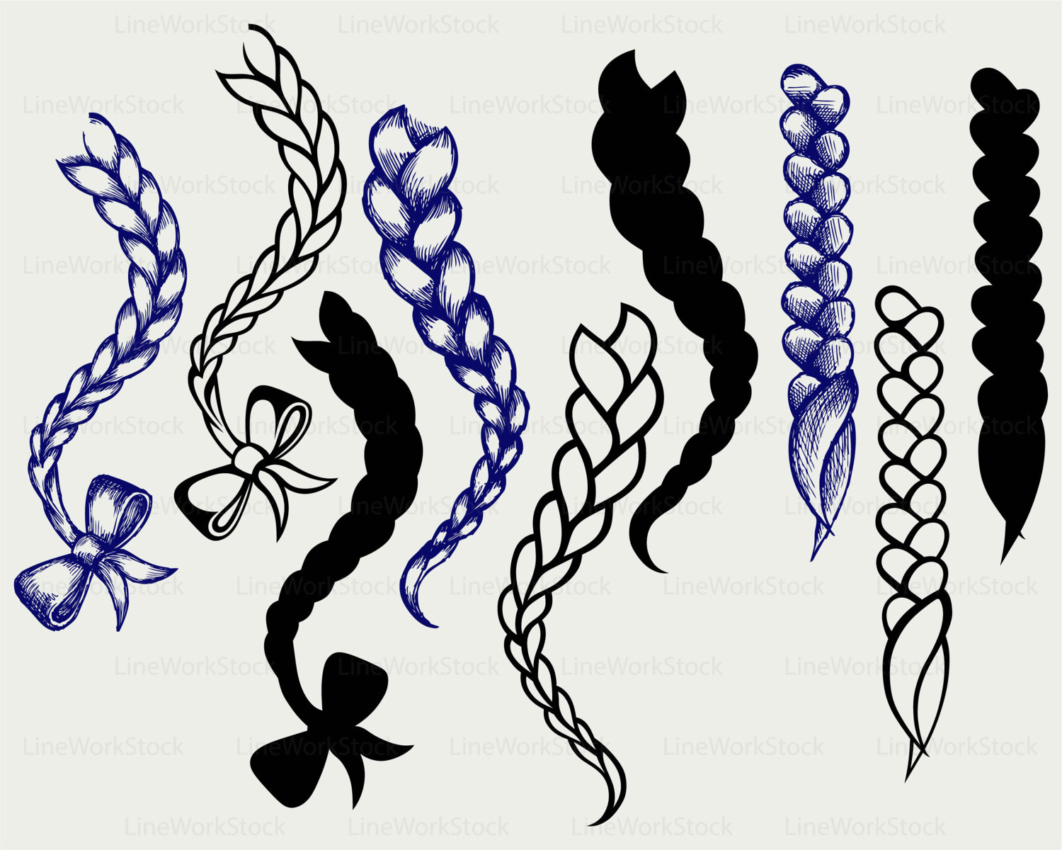 Hair braided svg/braid clipart/braid svg/hair braided 