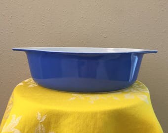 Pyrex Americana Blue 045 Oval Baker Casserole 2 1/2 Quart Midnight Bloom