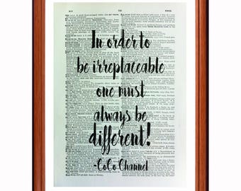 CoCo Chanel quote dictionary art print home decor present gift