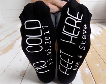 Personalised No Cold Feet Here Socks - Gift for the Groom - Wedding Gift - Wedding Keepsake - Gift from Bride - Personalized Groom Socks
