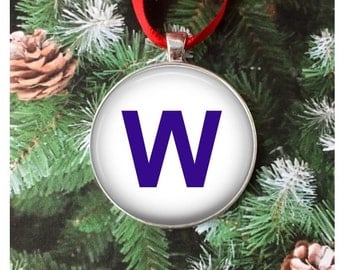 Chicago Cubs Ornament Necklace - Fly the W ornament - Chicago Cubs Win Flag - turns into a men's necklace, car rear view mirror ornament