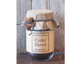 Primitive Candle, Country Candle, Rustic Candle, Cyder Barrel Scented Jar Candle