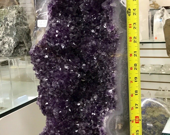 Large Amethyst Cluster on Stainless Steel Base 31 Inches tall from Brazil 63 pounds Healing Crystal \ Healing Stone \ Home Decor \ Fung Shui