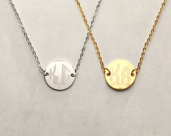 Custom Engraved Necklace: Small Monogram Necklace, Necklaces for Women, Initial Pendant Necklace, Letter Necklace, Delicate Necklaces