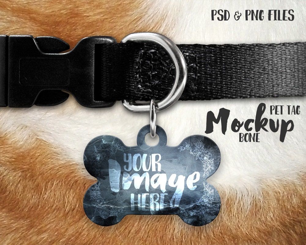 Bone shaped pet tag template mockup Bone dog tag template