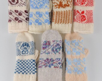Kids woolen mittens, woolen gloves, warm mittens, knitted mittens, winter gloves, winter mittens, mittens with snowflakes, bright mittens