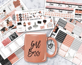 ULTIMATE Weekly Kit / Rose Gold Girl Boss / Planner Stickers / Fits Erin Condren Vertical & MAMBI / Hand Drawn /