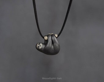 Sloth Pendant, Sloth Necklace, Animal Jewelry, Sloth Jewelry, Cute Jewelry, Handmade Sloth, Three Toed Sloth