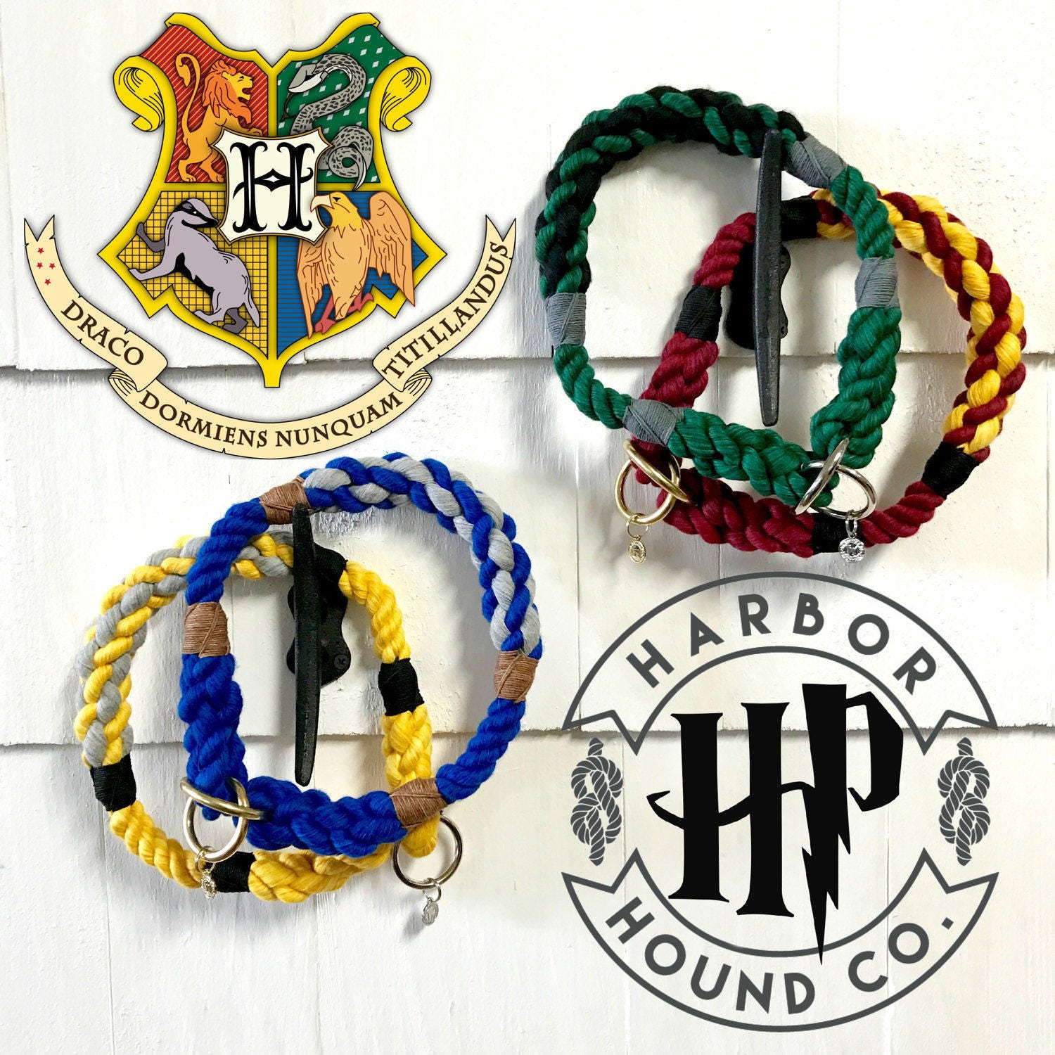 Harry Potter Inspired Hogwarts House color Dog Collar Slip