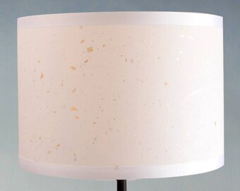 White Paper Handmade Drum Eco Lampshade with Gold and Silver Flecks, Various Sizes 10cm to 40cm diameter, Standard UK & European Fittings