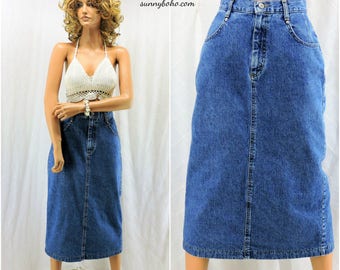 Vintage denim skirt | Etsy