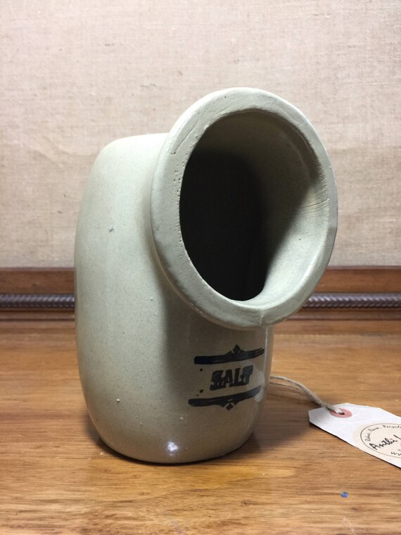 VINTAGE SALT CELLAR - Old Stoneware Salt Pig - Moira Salt Box - Rustic Farmhouse - Kitchen Storage - Country Kitchen - Retro Kitchenalia