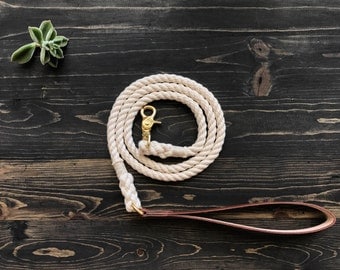 SALE 10% OFF! Ivory Rope Dog Leash, Ombre Dog Leash, Ombre Rope Dog Leash, Luxury Dog Leash, Leather Dog Leash