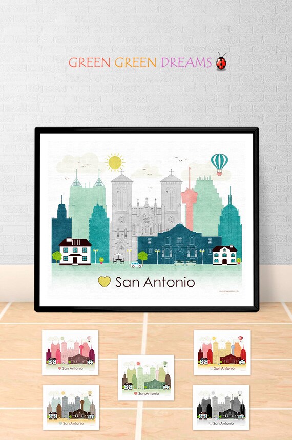 San Antonio Poster print Wall art San Antonio Texas San