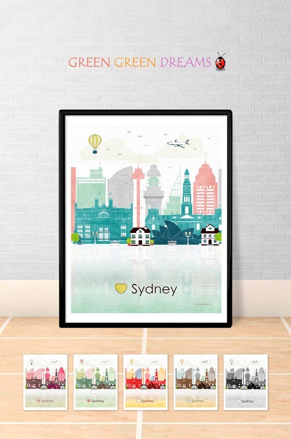 Sydney print poster Wall art Sydney skyline Sydney Australia