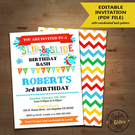 Slip N Slide Party Invitations 5