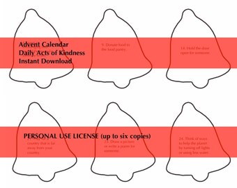 Printable Acts of Kindness Advent Calendar Ornaments - Personal use