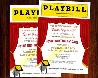 Broadway Invitation, Broadway Birthday Invitation, Broadway Theme Invitation, Broadway Night Invitation, Digital Printable Invitation