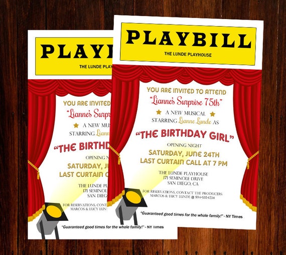 Broadway Invitation Broadway Birthday Invitation Broadway