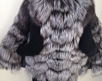 Items similar to Jacket coat bolero of fur and silver fox genuine ...