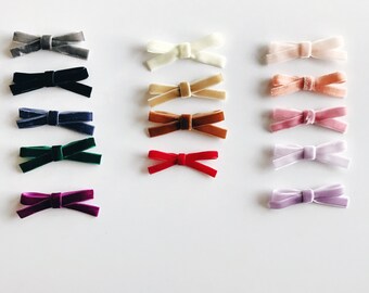 the VELVET bow || Velvet bow set, your choice of TWO or THREE, elastic headband or alligator clip