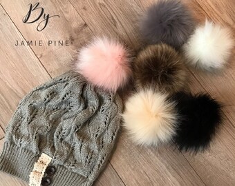 Faux fur pom pom ball for hat, beanie hat fur ball, attachable pom pom ball