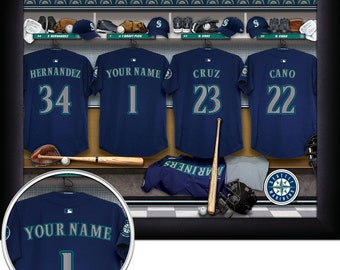 Seattle Mariners MLB Framed Personalized Locker Room Baseball Sports Home Decor 13"x16" Inches Free Shipping