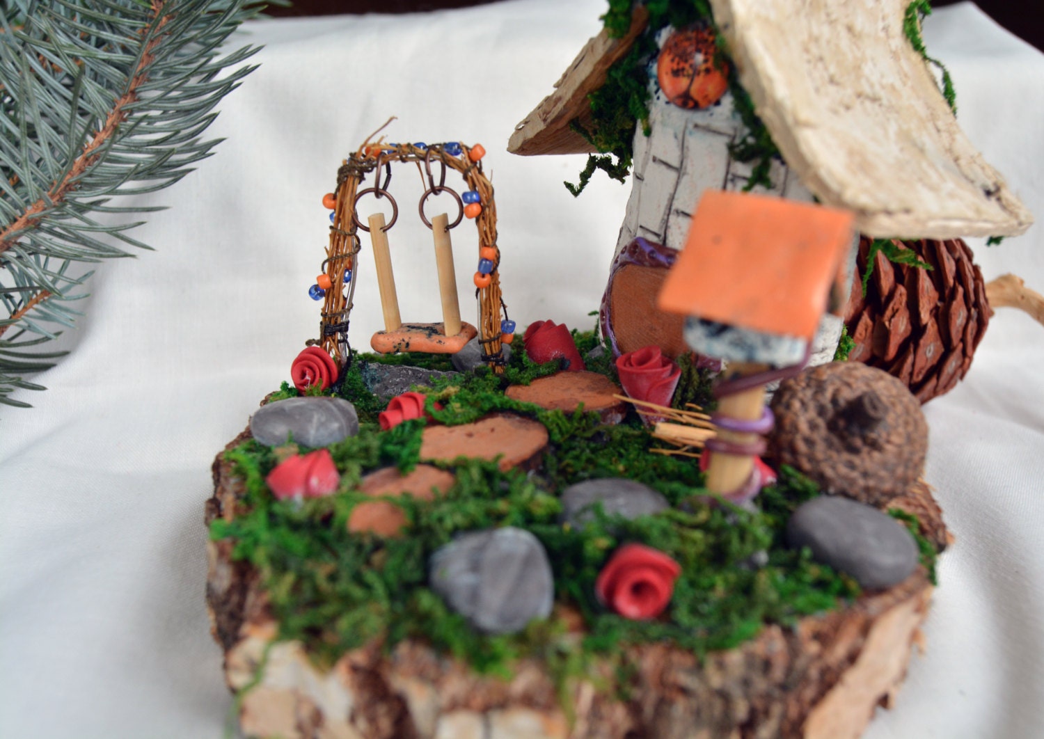 Woodland fairy house Moss covered Fairy cottage by TribalHandmade