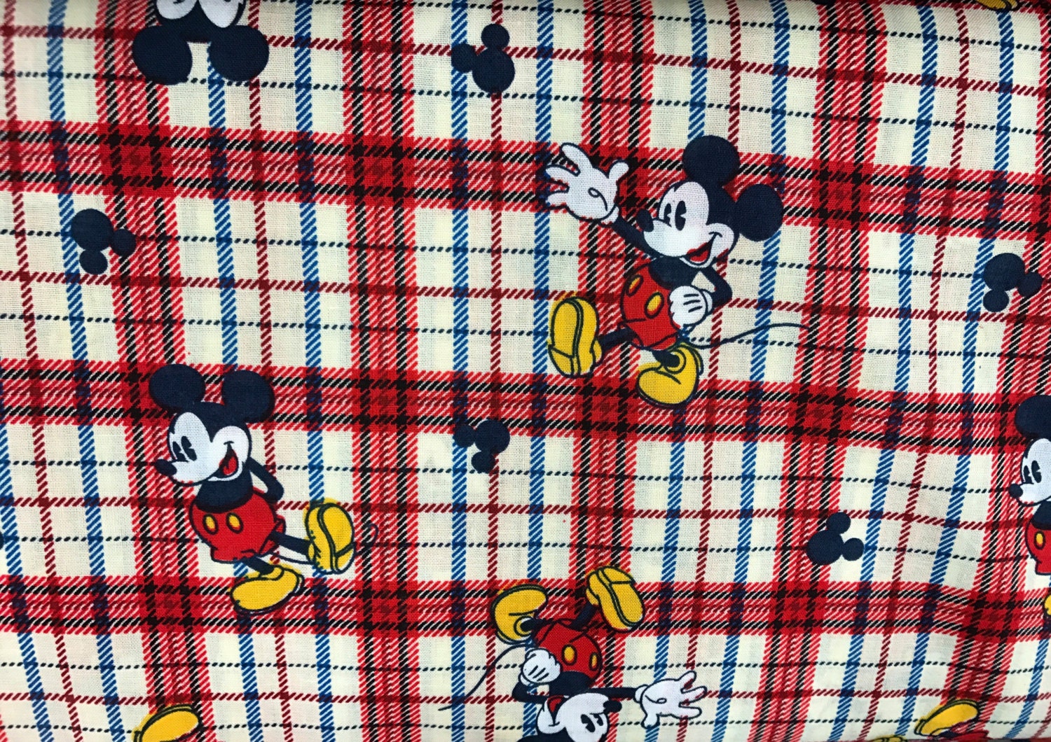 Disney Mickey Mouse Plaid Fabric Disney Fabric Blue Fabric