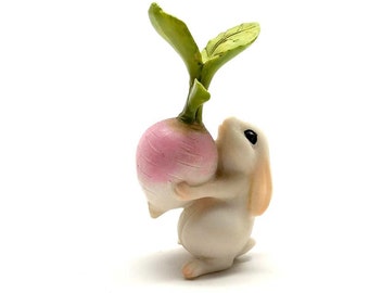 Miniature bunny, bunny with turnip, dollhouse miniature, Christmas miniature, miniature rabbit, fairy garden animal, fairy garden, miniature
