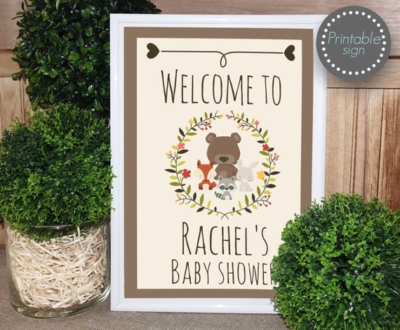 Woodland baby shower welcome sign woodland baby shower sign