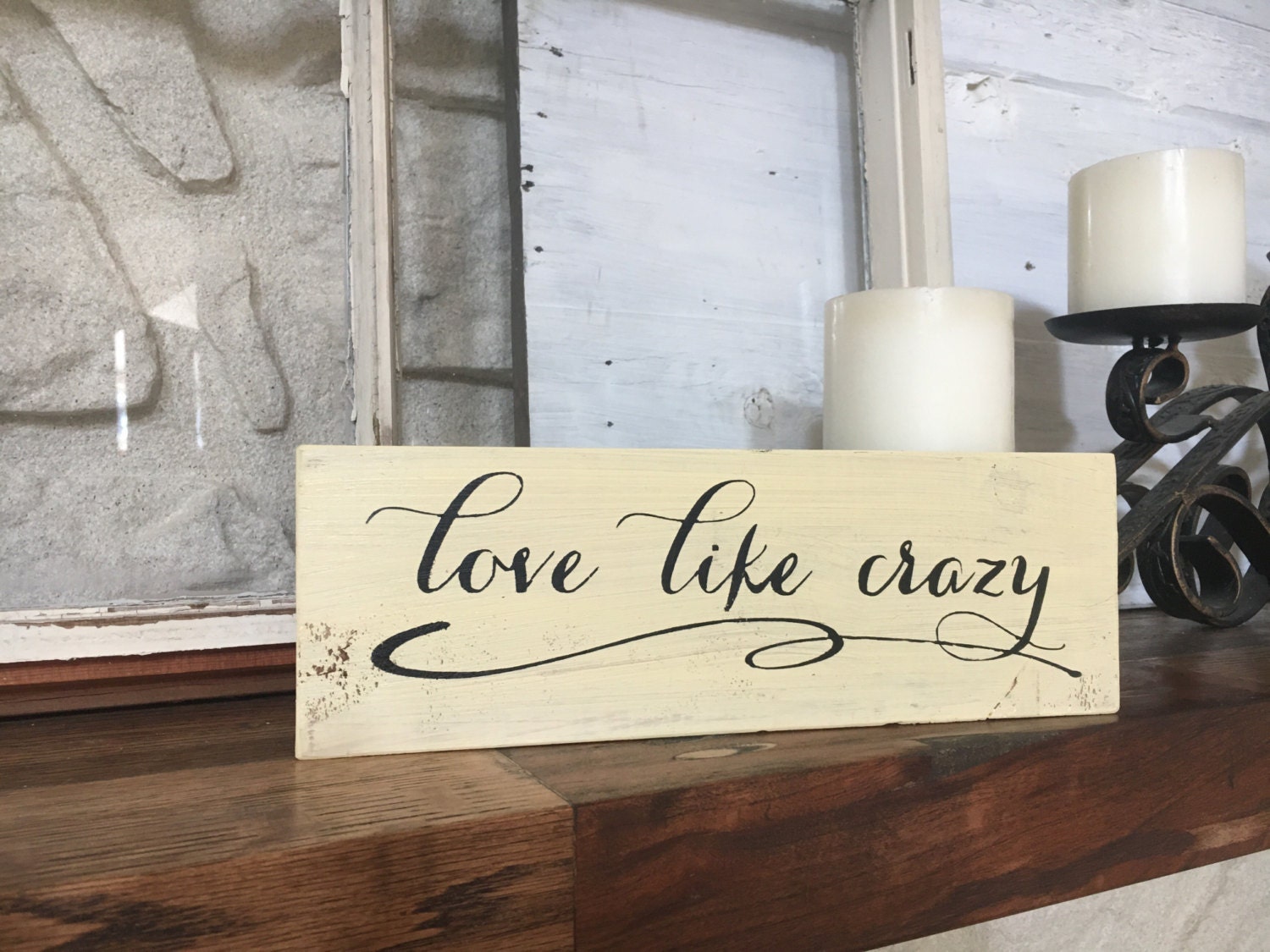 Love like crazy wood sign // small wood sign // hand painted