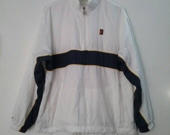 90s Nike Challenge Court Andre Agassi Jacket adult Large Vintage Nike hidden Hood Nike Nylon white Windbreaker