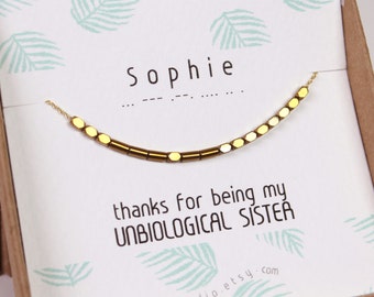 Best friend necklace, friendship bracelet, Morse code necklace, best friend gift, bridesmaid necklace, Morse code bracelet, gold necklace
