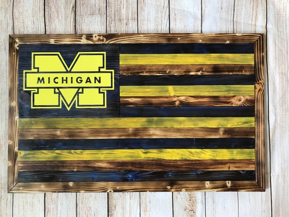 Michigan Wolverines custom wooden flag 2 designs